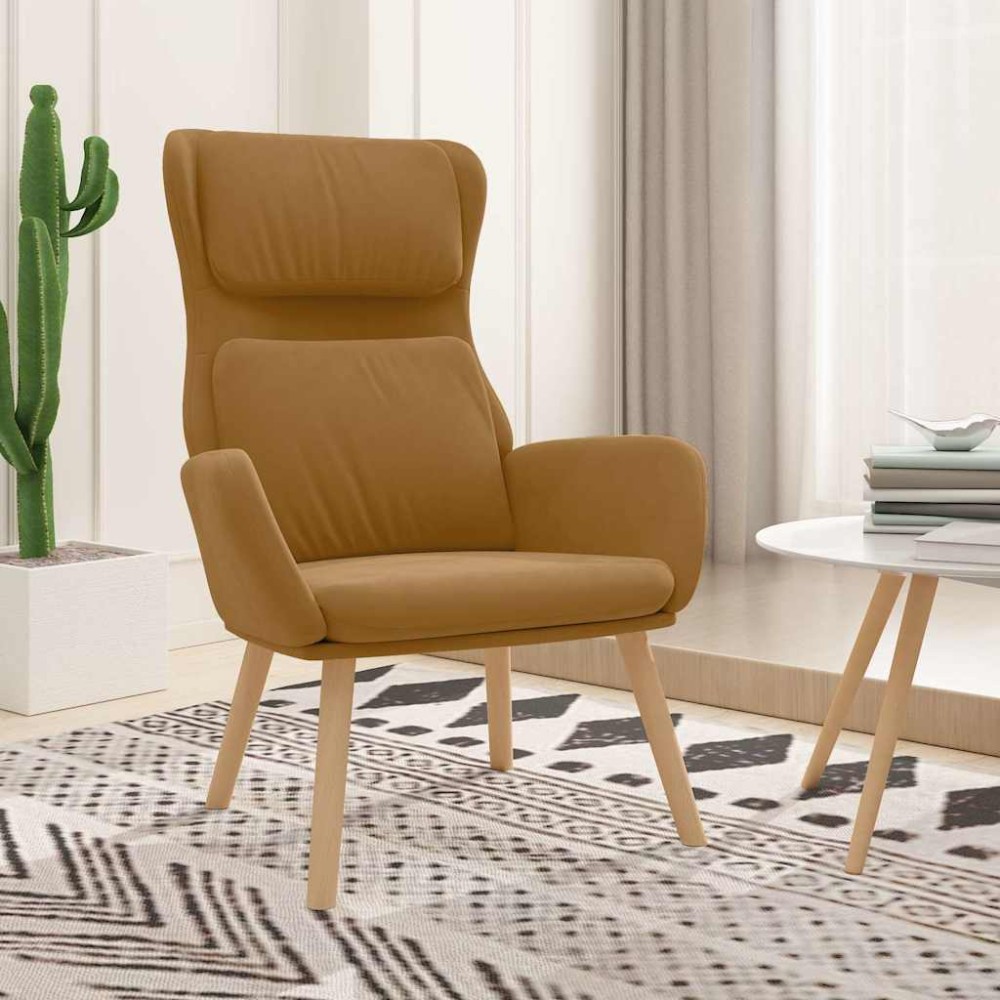 vidaXL Πολυθρόνα Relax Καφέ Βελούδινη 70x77x98cm 1 τεμ.