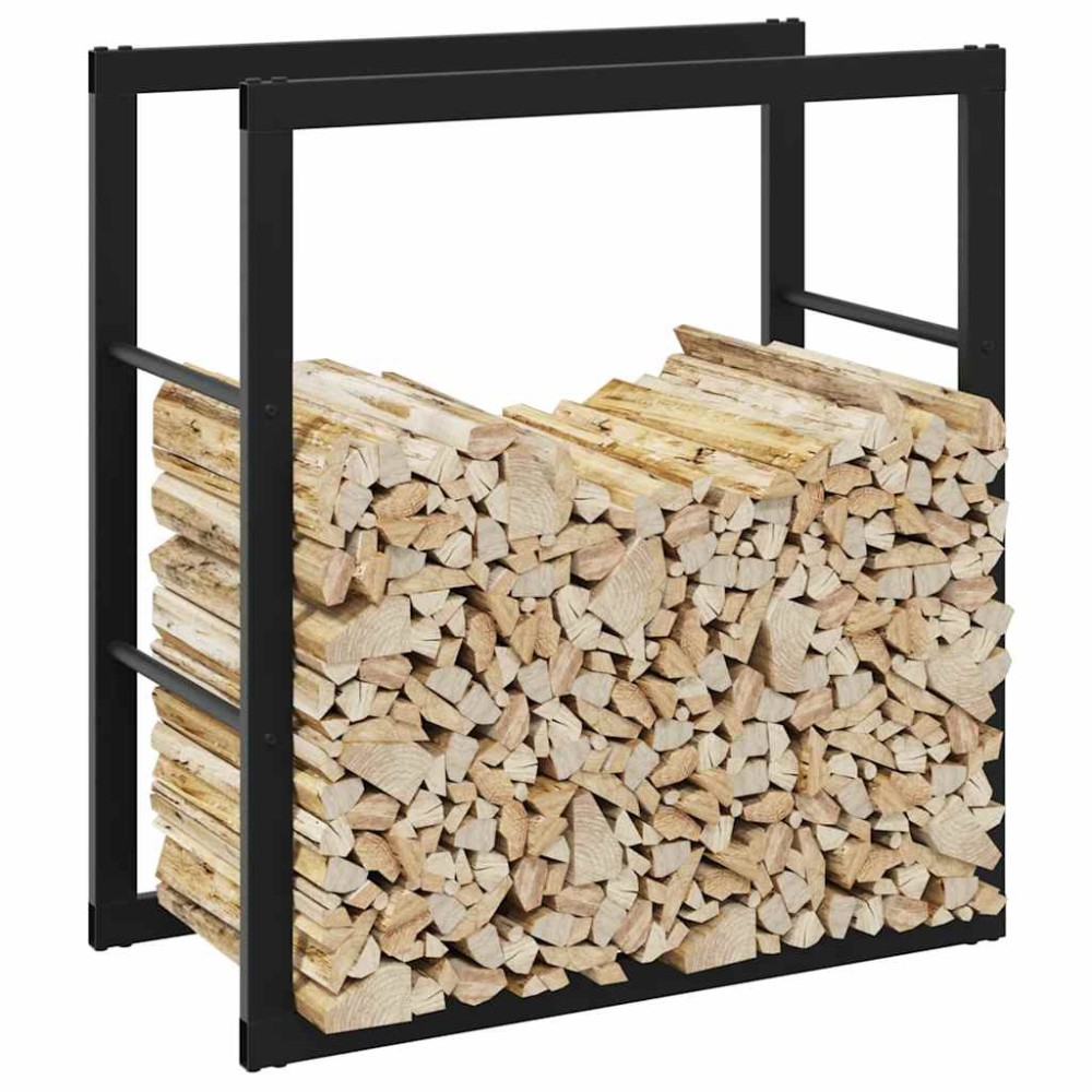 vidaXL Ράφι Καυσόξυλων Μαύρο 55x30x61 εκ. Ατσάλινο