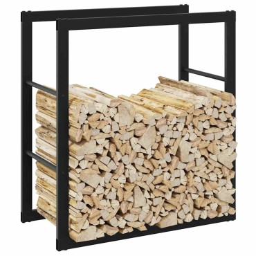 vidaXL Ράφι Καυσόξυλων Μαύρο 55x30x61 εκ. Ατσάλινο