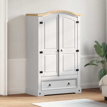 vidaXL Ντουλάπι CORONA Λευκό 101x52x170cm Στερεά ξυλεία πεύκου