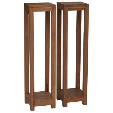vidaXL Βάση φυτών 2 τεμ. Φυσικό 25 x 25 x 100 cm Στερεό Ξύλο Τίκ