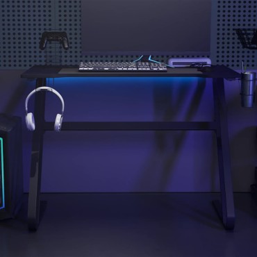 vidaXL Γραφείο Gaming Μαύρο 110x60x75cm με Πόδια σε Σχήμα ΖΖ 1 τεμ.