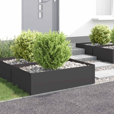vidaXL Περίγραμμα γκαζόν 4 τμχ. 100 x 60 x 35 cm Ατσάλι Μαύρο