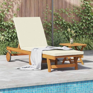 vidaXL Ξαπλώστρα Καφέ και Κρέμα 199x63x85cm Στερεό Ξύλο Ακακίας 1 τεμ.
