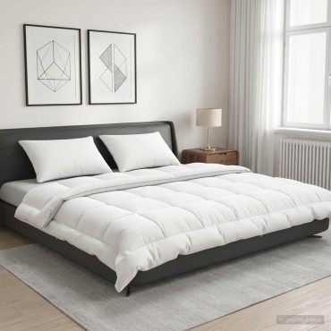 vidaXL Πάπλωμα 220x240 εκ 4 Εποχές 300 GSM Αυστραλιανό Μαλλί Λευκό