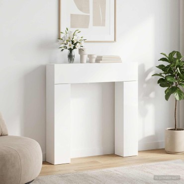 vidaXL Περίβλημα τζακιού Λευκό 102 x 18 x 100,5 εκ Επεξεργασμένο Ξύλο