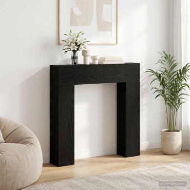 vidaXL Περίβλημα τζακιού Μαύρη Δρυς 102 x 18 x 100,5 εκ
