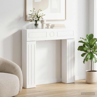 vidaXL Περίβλημα τζακιού Λευκό 102 x 18 x 100,5 εκ Επεξεργασμένο Ξύλο
