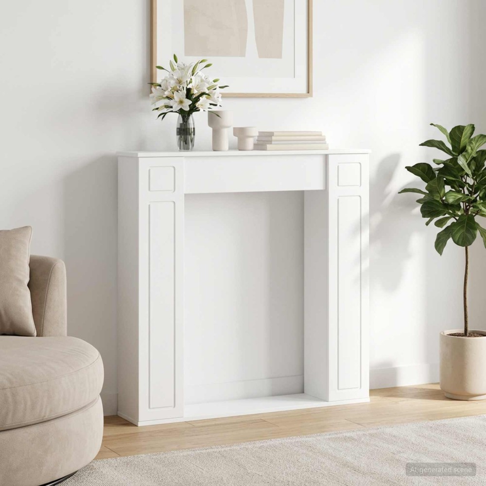 vidaXL Περίβλημα τζακιού Λευκό 100 x 20 x 100 cm Επεξεργασμένο Ξύλο