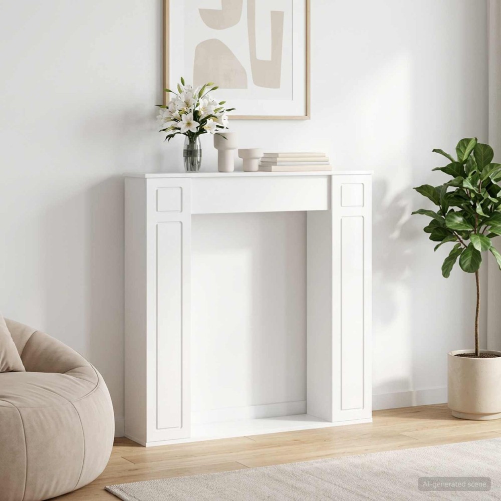 vidaXL Περίβλημα τζακιού Γυαλιστερό Λευκό 100 x 20 x 100 cm