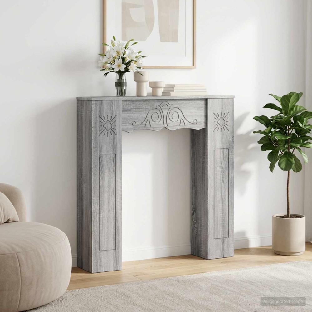 vidaXL Περίβλημα τζακιού Γκρι Sonoma 102 x 20 x 102 εκ