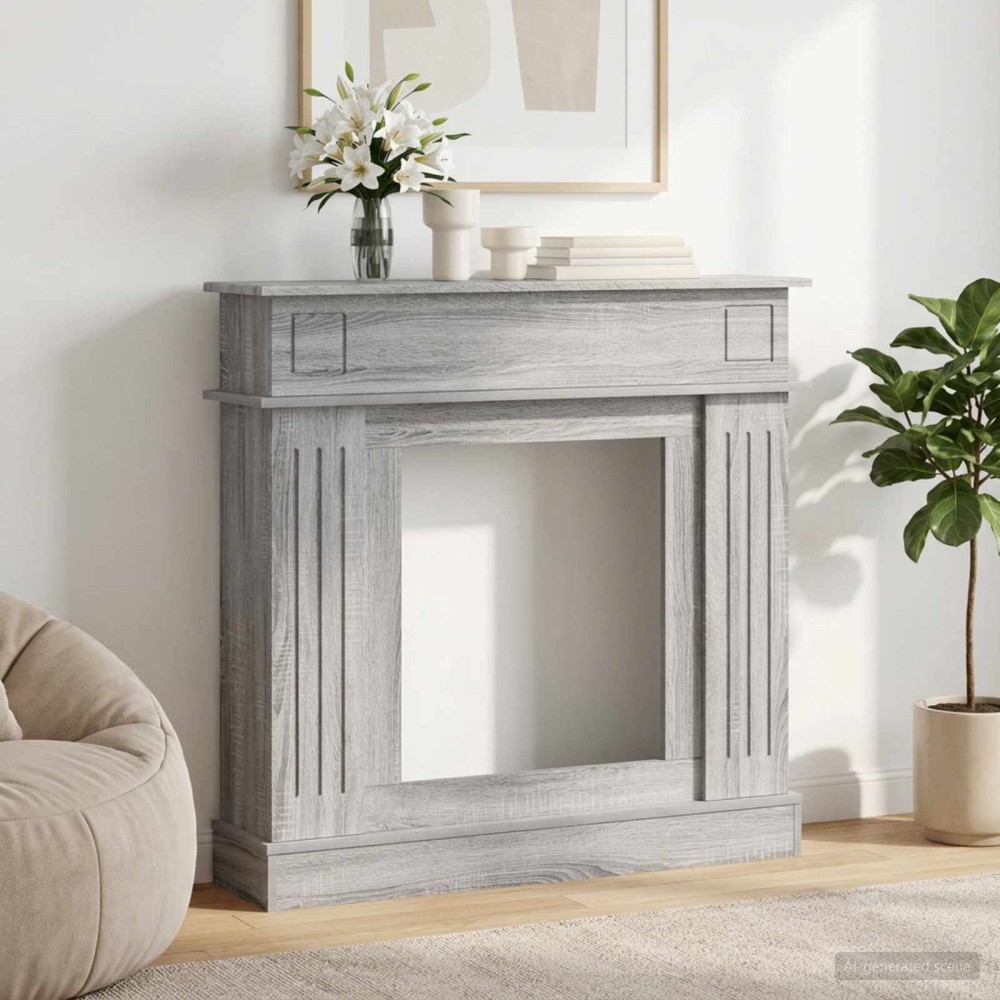 vidaXL Περίβλημα τζακιού Γκρι Sonoma 102 x 26 x 100 εκ