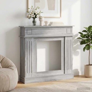 vidaXL Περίβλημα τζακιού Γκρι Sonoma 102 x 26 x 100 εκ