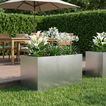 vidaXL Γλάστρα Κήπου Ασημί 100 x 50 x 50 cm Ανοξείδωτο Ατσάλι