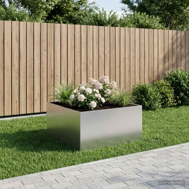 vidaXL Γλάστρα Κήπου Ασημί 60 x 60 x 40 cm Ανοξείδωτο Ατσάλι