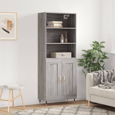 vidaXL Ντουλάπι Γκρι Sonoma 69,5x34x180cm Επεξεργασμένο Ξύλο 1 τεμ.