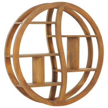 vidaXL Ραφιέρα Τοίχου Σχέδιο Γιν Γιανγκ 80x17,5x80cm Μασίφ Ξύλο Teak 1 τεμ.