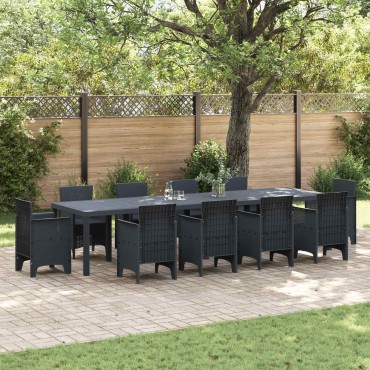 vidaXL Τραπέζι Κήπου Ανθρακί 350x100x74cm συνθετικό ρατάν 1 τεμ.