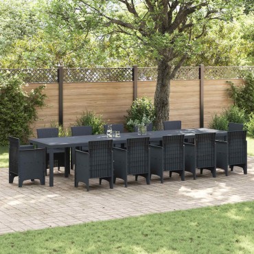 vidaXL Τραπέζι Κήπου Ανθρακί 400x100x73cm συνθετικό ρατάν 1 τεμ.