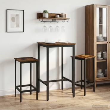 vidaXL Μπαρ σκαμπό 2 τεμ. Καπνισμένο Ξύλο Δρυός 40x32x64 εκ