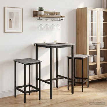 vidaXL Μπαρ σκαμπό 2 τεμ. Γκρι Sonoma 40x32x64 εκ