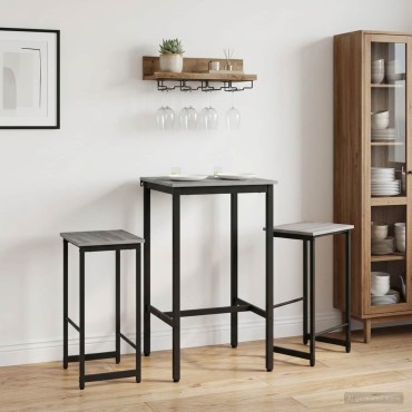 vidaXL Μπαρ σκαμπό 2 τεμ. Γκρι Sonoma 40x32x64 εκ
