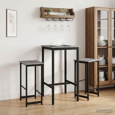 vidaXL Μπαρ σκαμπό 2 τεμ. Γκρι Sonoma 40x32x74 εκ
