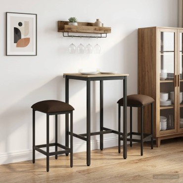 vidaXL Μπαρ σκαμπό 2 τεμ. Taupe 40x32x64cm Επεξεργασμένο Ξύλο