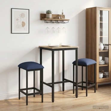 vidaXL Μπαρ σκαμπό 2 τεμ. Μπλε 40x32x74cm Επεξεργασμένο Ξύλο