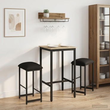 vidaXL Μπαρ σκαμπό 2 τεμ. Μαύρο 40x32x64cm Επεξεργασμένο Ξύλο