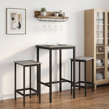 vidaXL Τραπέζι μπαρ 52x52x110cm Επεξεργασμένο Ξύλο Γκρι Sonoma 1 τεμ.