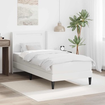 vidaXL Σκελετός κρεβατιού με στρώμα Λευκό 80 x 200 cm Τεχνητό Δέρμα