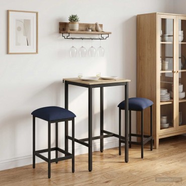 vidaXL Μπαρ σκαμπό 2 τεμ. Μπλε 40x32x64cm Επεξεργασμένο Ξύλο