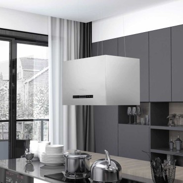 vidaXL Απορροφητήρας Νησίδα Κρεμαστός Αφής με LCD Ανοξ. Ατσάλι 55x37x(62-133,5)cm