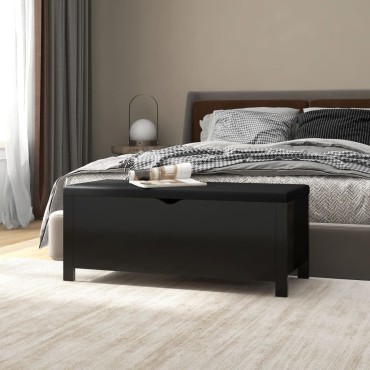 vidaXL Κουτί Αποθήκευσης Μαύρο 105x40x45cm Επεξ. Ξύλο με Μαξιλάρι 1 τεμ.