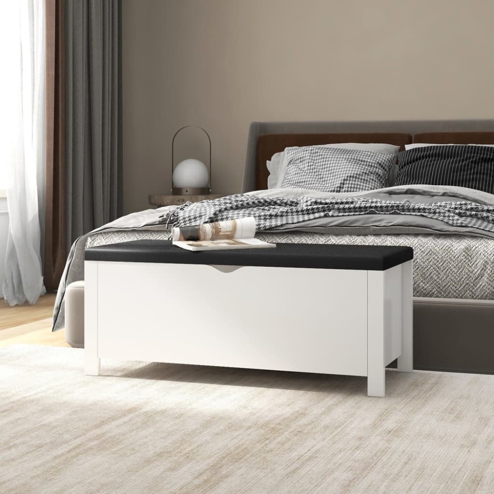 vidaXL Κουτί Αποθήκευσης Λευκό 105x40x45cm Επεξ. Ξύλο με Μαξιλάρι 1 τεμ.