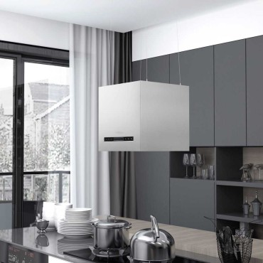 vidaXL Απορροφητήρας Νησίδα Κρεμαστός Αφής με LCD Ανοξ. Ατσάλι 37x37x(62-136,5)cm
