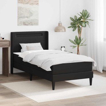 vidaXL Σκελετός κρεβατιού με στρώμα Μαύρο 80 x 200 cm Τεχνητό Δέρμα