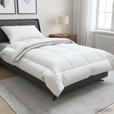 vidaXL Πάπλωμα TRIER 137x200εκ 4 Εποχές 140+220GSM Λευκό Σχέδιο 2 σε 1