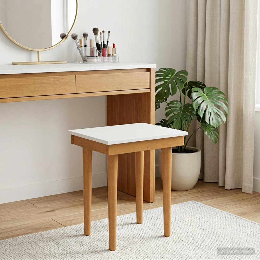 vidaxl Σκαμπό Μακιγιάζ FAUSKE Λευκό 40x33x45cm Μασίφ Ξύλο Πεύκου 1 τεμ.