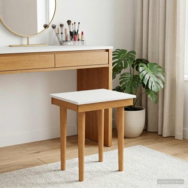 vidaxl Σκαμπό Μακιγιάζ FAUSKE Λευκό 40x33x45cm Μασίφ Ξύλο Πεύκου 1 τεμ.