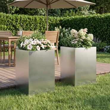 vidaXL Γλάστρα Κήπου 2 τμχ. Ασημί 40 x 40 x 75 cm Ανοξείδωτο Ατσάλι