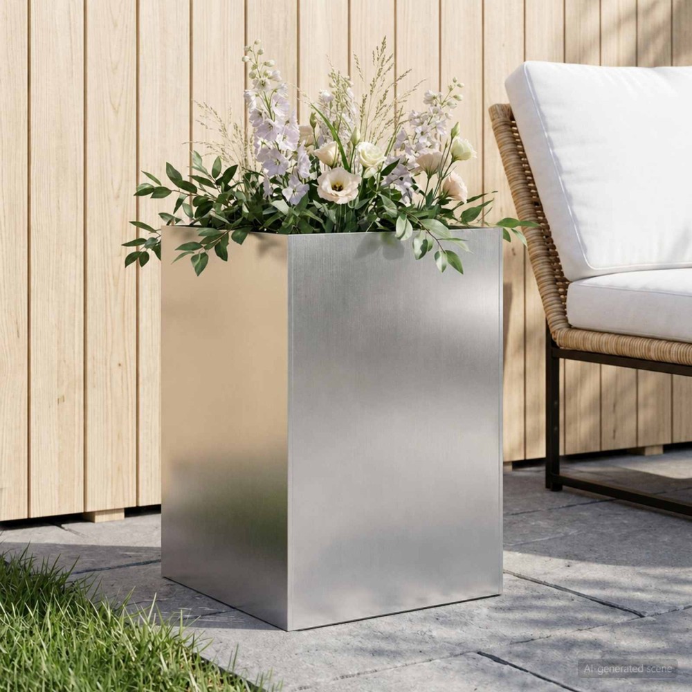 vidaXL Γλάστρα Κήπου Ασημί 50 x 50 x 75 cm Ανοξείδωτο Ατσάλι