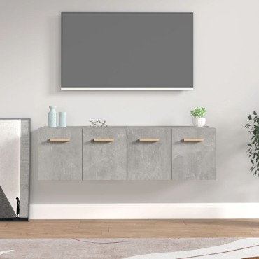vidaXL Ντουλάπια Τοίχου 2 τεμ. Γκρι Σκυρ. 60x36,5x35cm Επεξ. Ξύλο