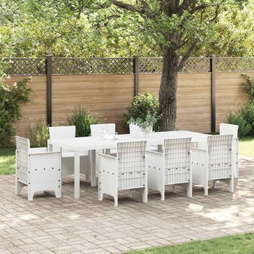 vidaXL Τραπέζι Κήπου Λευκό 250x100x73cm συνθετικό ρατάν 1 τεμ.