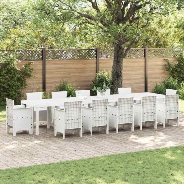 vidaXL Τραπέζι Κήπου Λευκό 400x100x73cm συνθετικό ρατάν 1 τεμ.