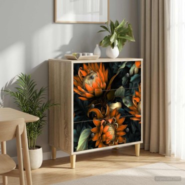 vidaXL Κουτί με συρτάρια LOCHEM Πορτοκαλί εκτύπωση 66x36,5x75cm