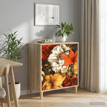vidaXL Κουτί με συρτάρια GENNEP Σχέδιο κρίνος 66x36,5x75cm