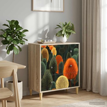 vidaXL Κουτί με συρτάρια ZAANDAM Σχέδιο δάσους 66x36,5x75cm