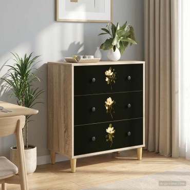 vidaXL Κουτί με συρτάρια BREMEN Τύπωμα Μαγνολίας 66x36,5x75cm